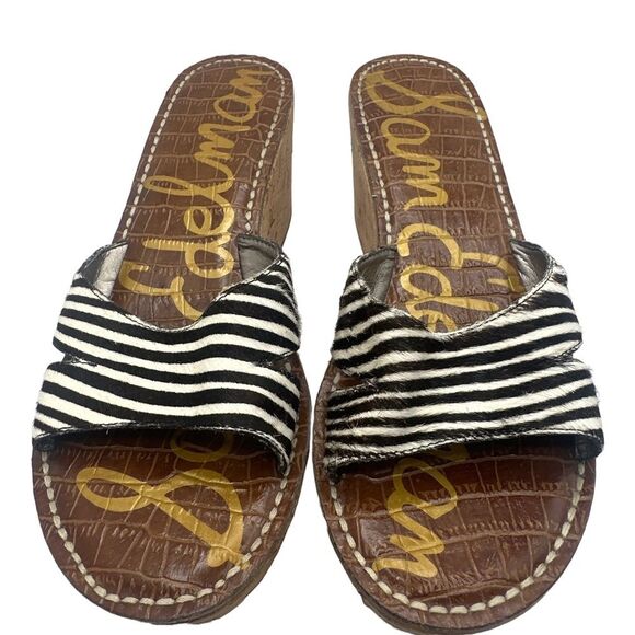 Sam Edelman Reid calf hair zebra print slide wedge sandals Size 8 - Picture 2 of 7